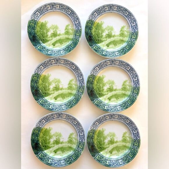 Anthropologie Set Of 6 Landscape Nature Tree Dessert Salad Plates Made In Japan - Picture 1 of 9